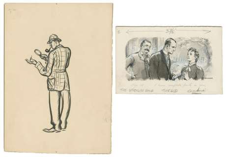 A pair of Sherlock Holmes original illustration artwork. In... | Potter & Potter