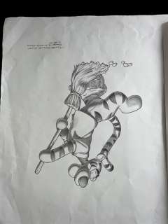 Original Disney Winnie the Pooh tigger mop animation pencil drawing production sketch | misc / divers