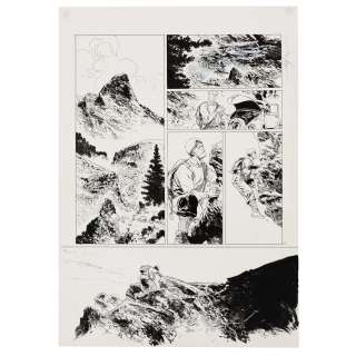 PAOLO GRELLA (NÉ EN 1980) - Lot #48 - Bob Morane. Tome 2, Les prisonniers du temps. Planche n°21. Encre de Chine, signé 59,5 x 42 cm