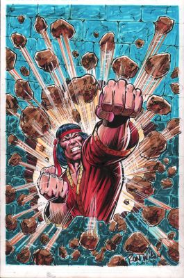 Joe Rubinstein, Ron Wilson | Shang Chi Punching Through Wall Color Art - Signed - 2019 | Anthony’s Comic Book Art