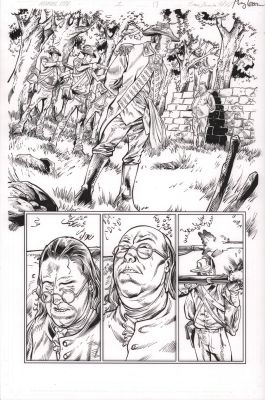 Jay Leisten | Marvel 1776 #1 P.17 - Ben Franklin Firing Squad - Signed - 2025 | Anthony’s Comic Book Art