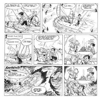 UDERZO Albert - TRES BELLE PLANCHE PREMIUM DE LUC JUNIOR Chez les Martiens et Naufragés volontaires - Albert Uderzo