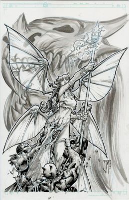 Francis Manapul | Soulfire : Chaos Reign #2 Cover (Warrior Miya Battles 3 Gargoyles!) 2006 | Romitaman