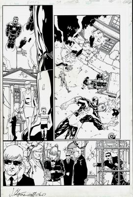 Jim Calafiore, Mark McKenna | Exiles #39 P 2 (Sentinels Fly As We See the Deaths of Giant-Man, Captain America, Iron Man, Daredevil, Firestar!) 2003 | Romitaman