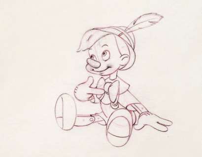PINOCCHIO Studio Walt Disney 1940. Dessin d’animation représentant Pinocchio | Rossini