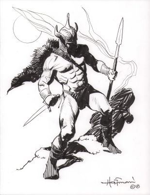 Mike Hoffman | Full Figure Armed Warrior Art - Signed - 2018 | Anthony’s Comic Book Art