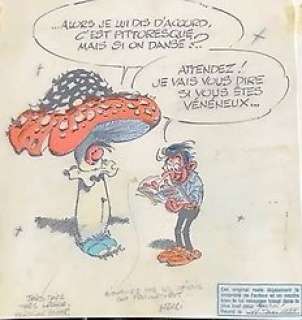 Franquin, André - Dessin original avec calque couleurs - Gaston Lagaffe et Prunelle (1988) | Catawiki
