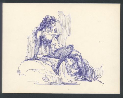 Roy Krenkel | Excellent Signed Krenkel Ink Sketch of Buxom Woman | Koch Comic Art