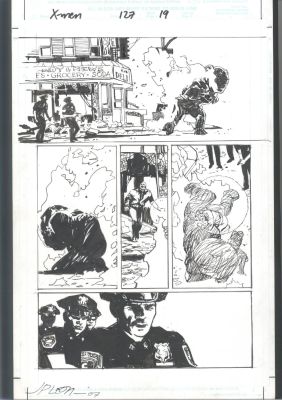 Bill Sienkiewicz John Paul Leon | Leon-Sienkiewicz X-Men Art - Signed - Police Slay Mutant Issue X-Men # 127 Page 19 | Koch Comic Art