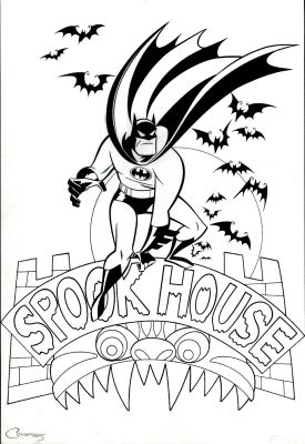 Dave Cooper, Eric Doescher | Batman And Robin: Carnival Capers Spookhouse Pinup (With Dc Copyright Stamp on Back -1995) | Romitaman