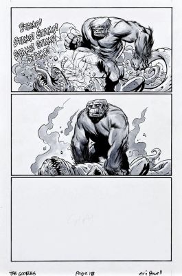 Eric Powell | The Goon #6 P 18 (Goon Drawn As King Kong Battling a Giant Lizard!) 2003 | Romitaman
