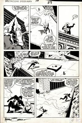 Mike Zeck Bob McLeod | Spectacular Spider-Man #118 P 19 (Cover Scene! Rare Early Black Spider-Man in Every Panel!) 1986 | Romitaman