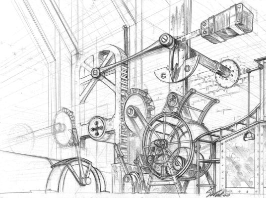 Sokal Benoît | SYBERIA Illustration de crÃ©ation IntÃ©rieur du moulin | Galerie Napoléon