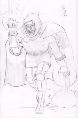 John Romita Jr. | Doctor Doom Full Figure Pencil Commission - Signed - 2026 | Anthony’s Comic Book Art