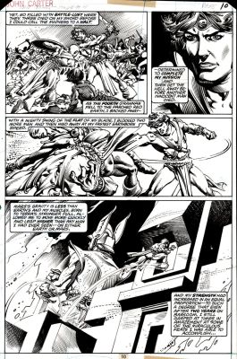 Gil Kane Rudy Nebres | John Carter, Warlord of Mars #5 P 10 (Awesome First Year John Carter All Out Battle Page with a Half-Splash!) 1977 | Romitaman