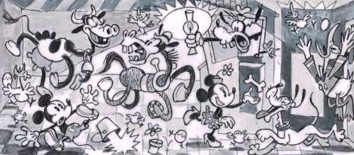 Disney Family inspired  by Picasso’s Guernica - Original Drawing - Tony Fernandez - 11 x 19 cm | Catawiki