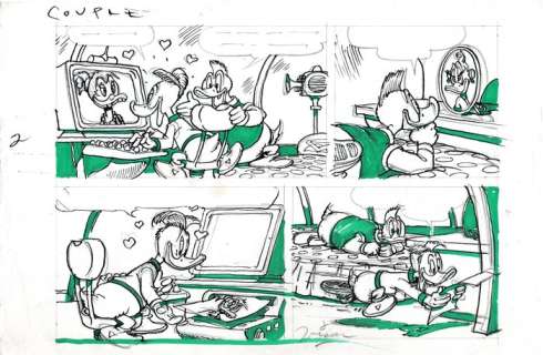 Vicar - Donald Duck - Couple Story #2  - Original Production Page - Signed Vicar | Catawiki