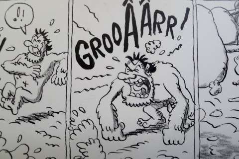 Cromheecke, Luc - Originele pagina voor proefproject - Jerom - Troglodyte + gesigneerde kleurenprint | Catawiki