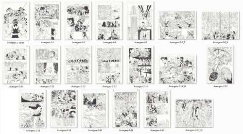 John Romita Jr., Klaus Janson - Avengers #2 cover and complete 23 page story - hawkeye, captain america (bucky), thor, spider-woman, spider-man, iron man, and wolverine vs. Wonder man - 2010 signed