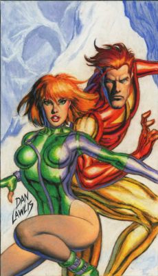 Dan Lawlis | Burnout And Fairchild Original Trading Card Art By Dan Lawlis | ComicArtFans Classifieds