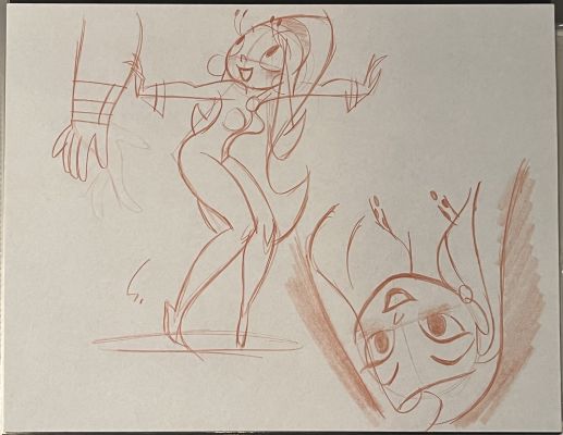 Shane Glines | Shane Glines - Dancer & Girls Head Sketch | ComicArtFans Classifieds