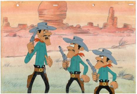 Belvision - Original Production Cel + Preliminary Background - Lucky Luke - Daisy Town - (1971) | Catawiki