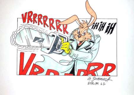 Dylan Dog -  Sommacal - "I conigli rosa" - original illustr. - Page volante - EO | Catawiki