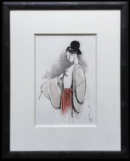 Michetz, Marc - Dessin original en couleur - Geisha aux seins dénudés | Catawiki