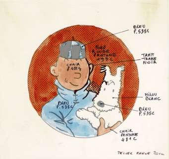 Tintin - Studios Hergé - Dessin Ã  l’encre de chine avec son calque - (1990) | Catawiki