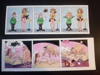 Blagues coquines - Lot de 2 planches originales couleurs | Catawiki