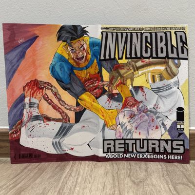 Vinkca_San | Invincible vs Conquest drawn on blank comic cover by Vinkca San. NSFW: gore and violence. | Raremarq (Buy It Now)