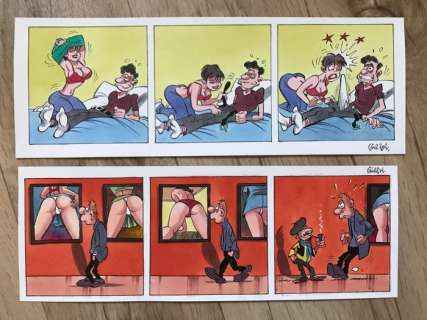 Blagues coquines - 2 Strips en couleur directe + album Rooie Oortjes deel 35 - Cartoonalbum | Catawiki