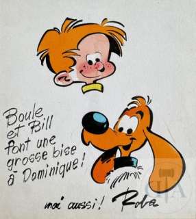 Roba/Boule et Bill. Dessin original dédicacé illustrant… | Dagoty