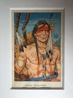 Blanc-Dumont, Michel - Illustration originale en couleurs directes - Indien Blackfeet | Catawiki