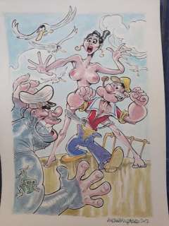 Popeye - original artwork "Dangerous sunbathing" - Page volante - (2017) | Catawiki