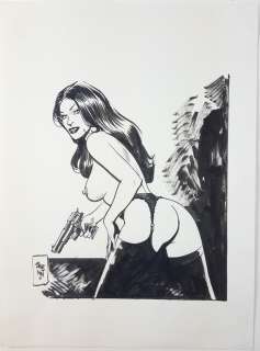 Jordi Bernet - illustraz. originale "Chica" - cm 29,5x40,5 - Page volante | Catawiki