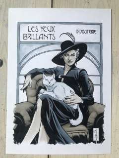 Evenhuis, Chris - Originele tekening in kleur + 2x Portfolio - Les Yeux Brillants - Bijouterie - (2014/2014) | Catawiki