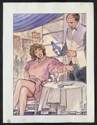 Milo Manara | Grand dessin Manara à l’aquarelle | 2DGalleries
