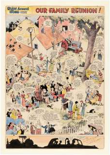 RIGHT AROUND HOME 1938 SUNDAY PAGE ORIGINAL ART BY DUDLEY FISHER. | Hake’s