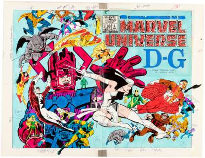 THE OFFICIAL HANDBOOK OF THE MARVEL UNIVERSE #4 & DELUXE EDITION #4 - REGULAR COVER & INTERIOR PAGES COLOR GUIDES LOT. (ANDY YANCHUS COLORIST). | Hake’s