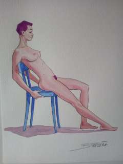 Pin Up - original artwork "Blue chair" - EO - (2018) | Catawiki