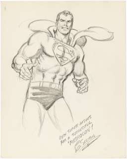 SUPERMAN TIGHT PENCIL SKETCH ORIGINAL ART BY CURT SWAN. | Hake’s