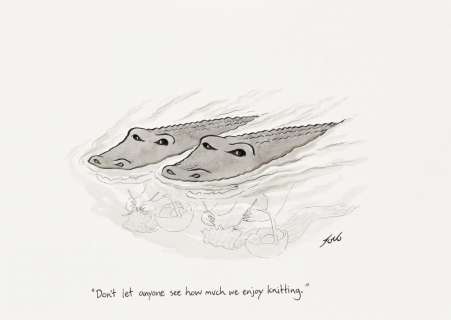 TOM TORO (1982-) "Don’t let anyone see how much we enjoy knitting." [NEW YORKER / CARTOONS] | Swann Galleries