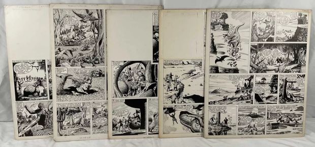 Lot 445 - TIGER AND HURRICANE (1965 / 68) 5 pages original comic book art depicting the Saber King of The | Excalibur Auctions