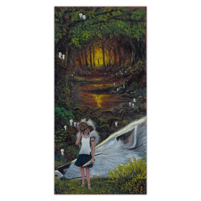 Edouard Cour | Princesse Mononoke - Huile sur bois | Achetez de l’Art