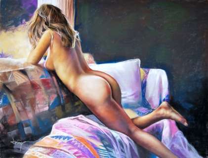 Domingo Ãlvarez GÃ³mez - Dibujo al pastel - Mujer en el SofÃ¡ - Un travail unique - (2019) | Catawiki