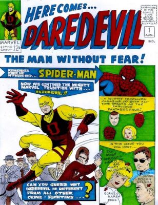 DAREDEVIL # 1 COVER RECREATION ORIGINAL COMIC COLOR ART SKETCH ON CARD STOCK | eBay US (Buy It Now)