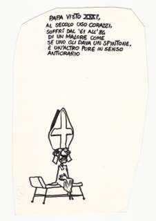 Andrea Pazienza - illustrazione originale per il Male "Papa Visto XXX°" - Page volante | Catawiki