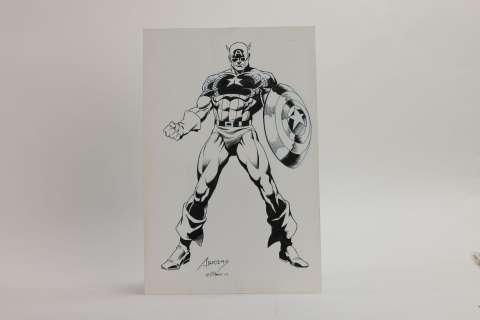 Williams Abrams... | WILLIAMS ABRAMS - CAPTAIN AMERICA. Dessin original... | Aibo Art Auction