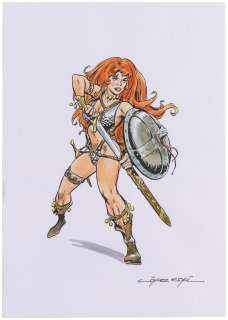 RED SONJA HAND COLORED PRINT BY RAFAEL LÓPEZ ESPÍ. | Hake’s
